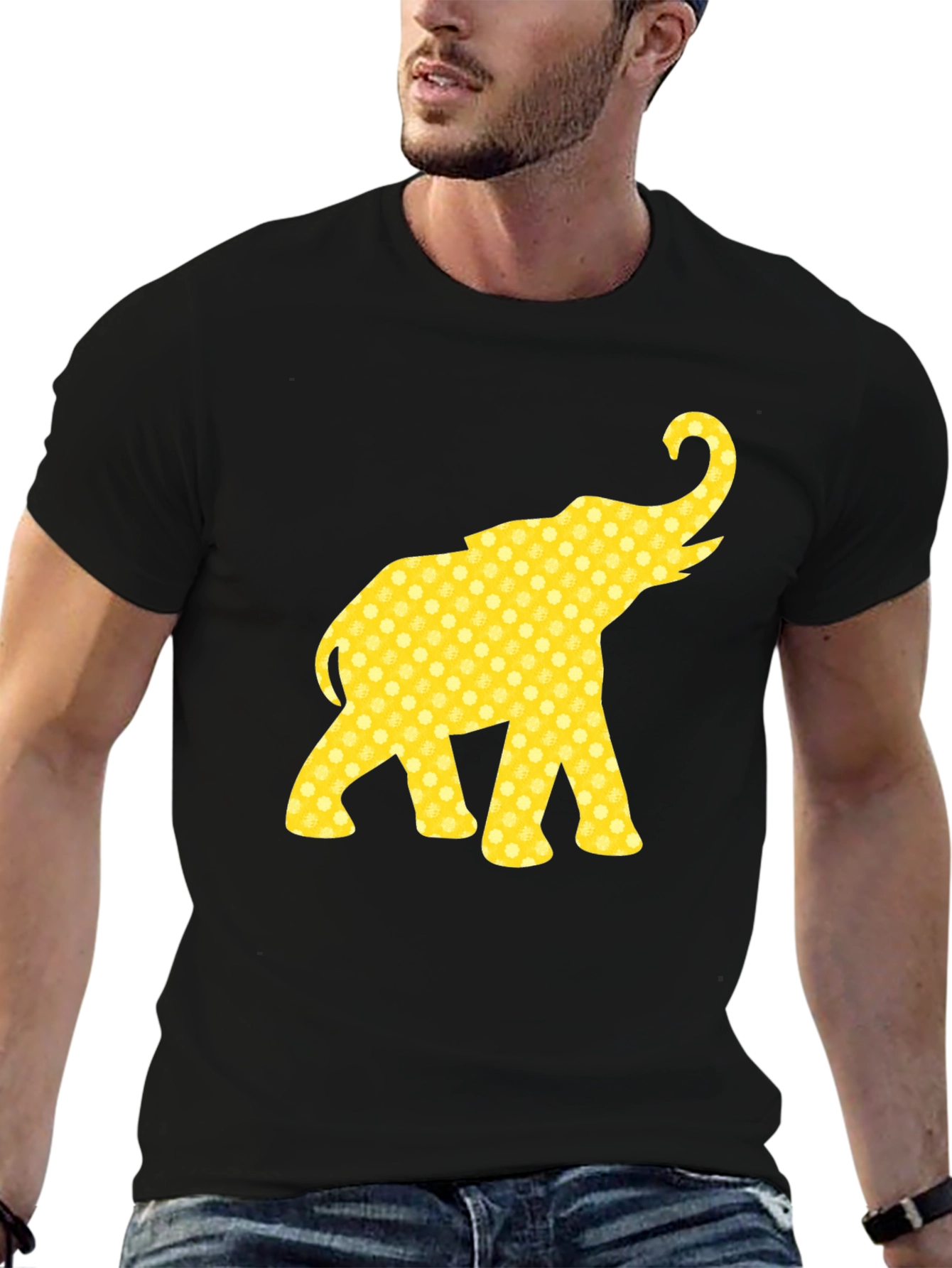 Elephant Print Black T-Shirt