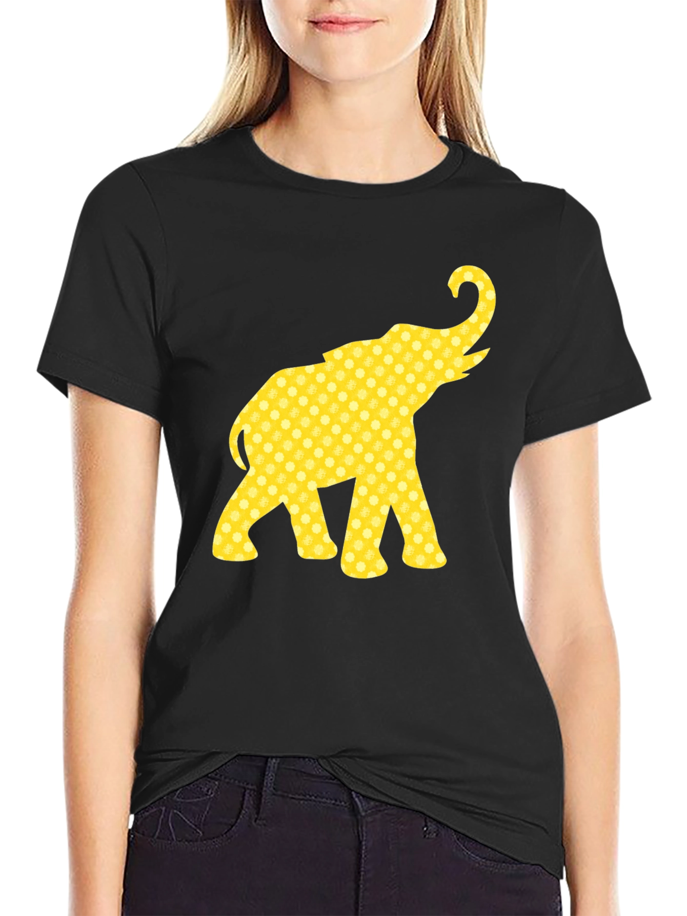 Elephant Print Black T-Shirt
