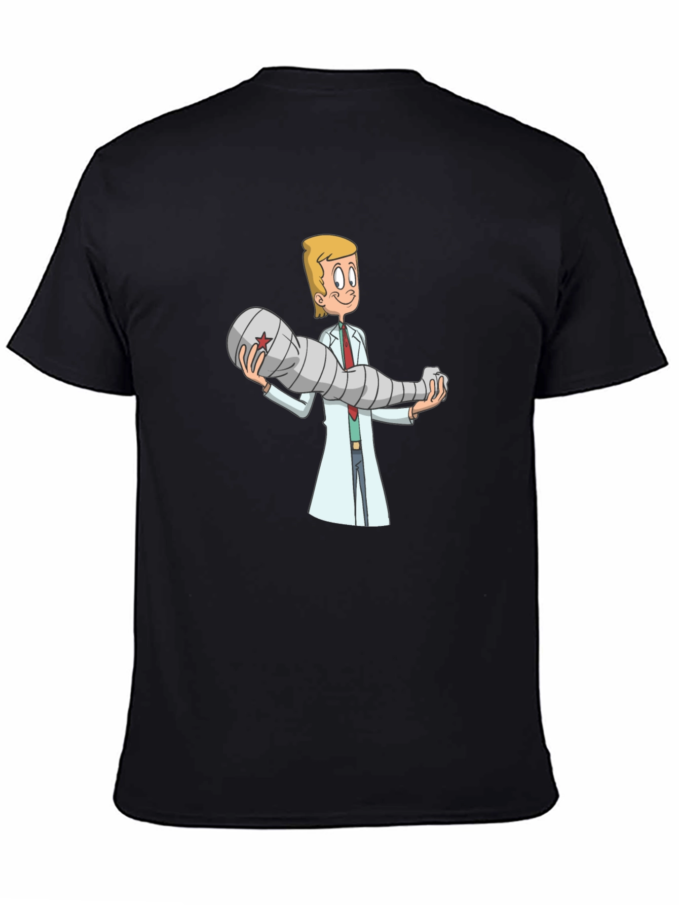 Cartoon Doctor Holding Bionic Arm T-Shirt