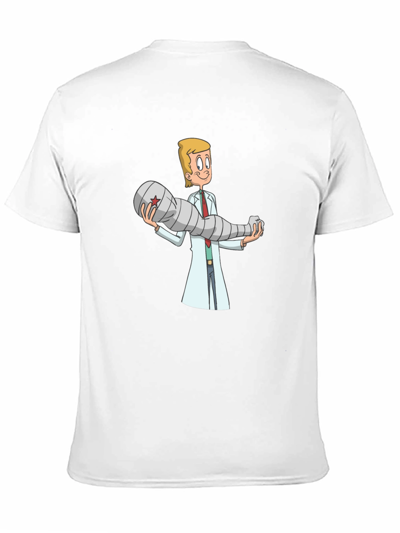 Cartoon Doctor Holding Bionic Arm T-Shirt