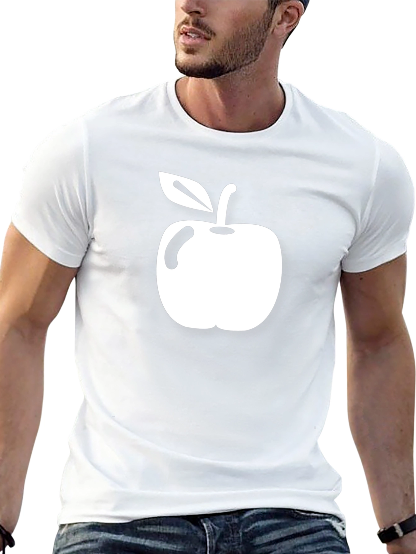 Black Apple Graphic Tee - Casual Style