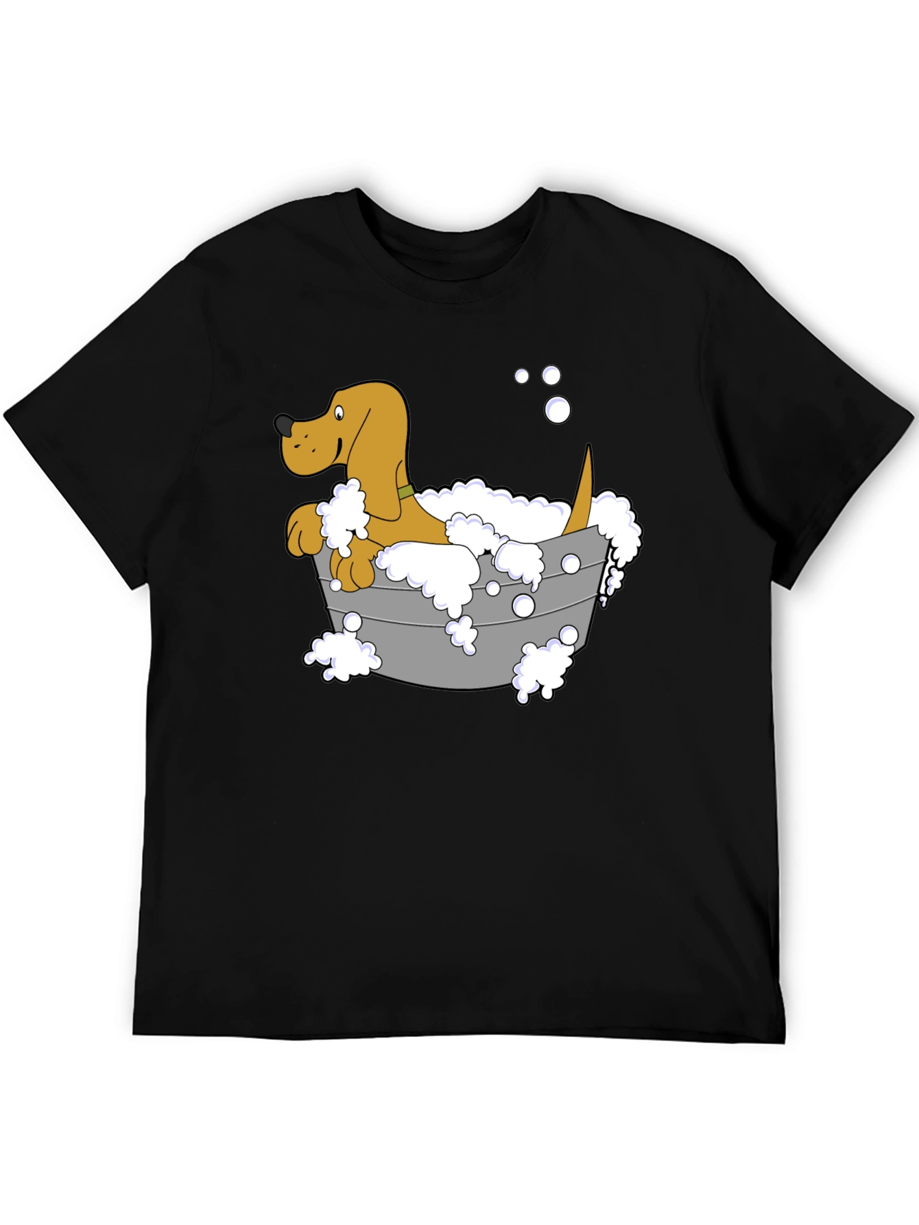 Cartoon Dog in Tub Graphic T-Shirt