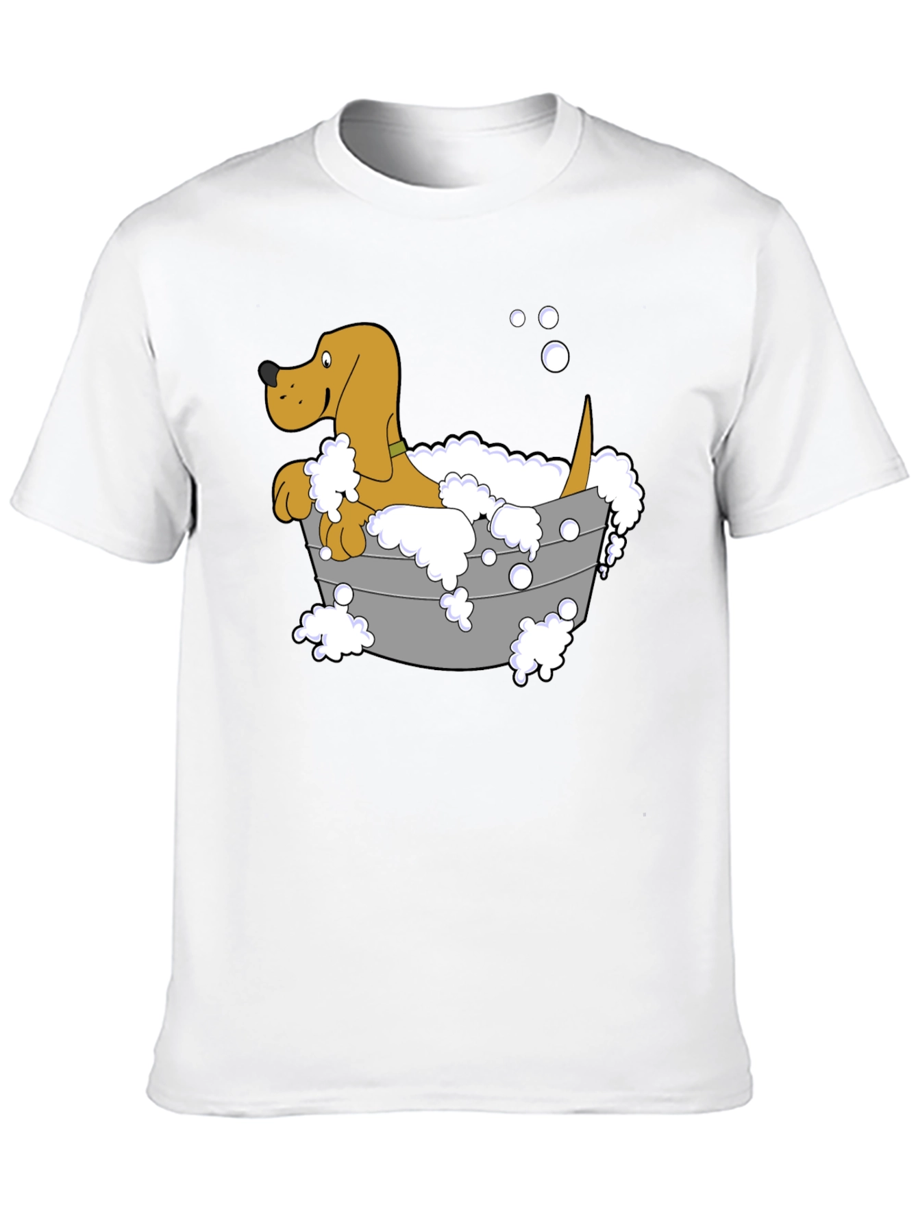 Cartoon Dog in Tub Graphic T-Shirt