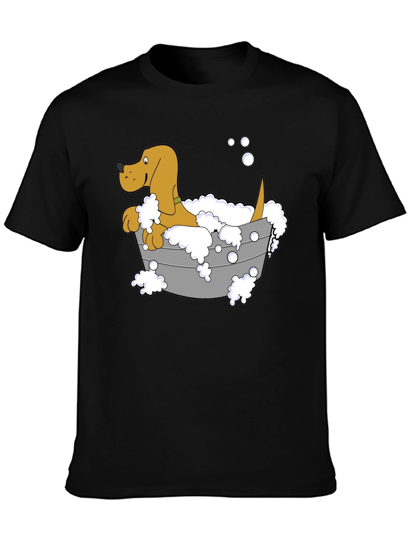 Cartoon Dog in Tub Graphic T-Shirt