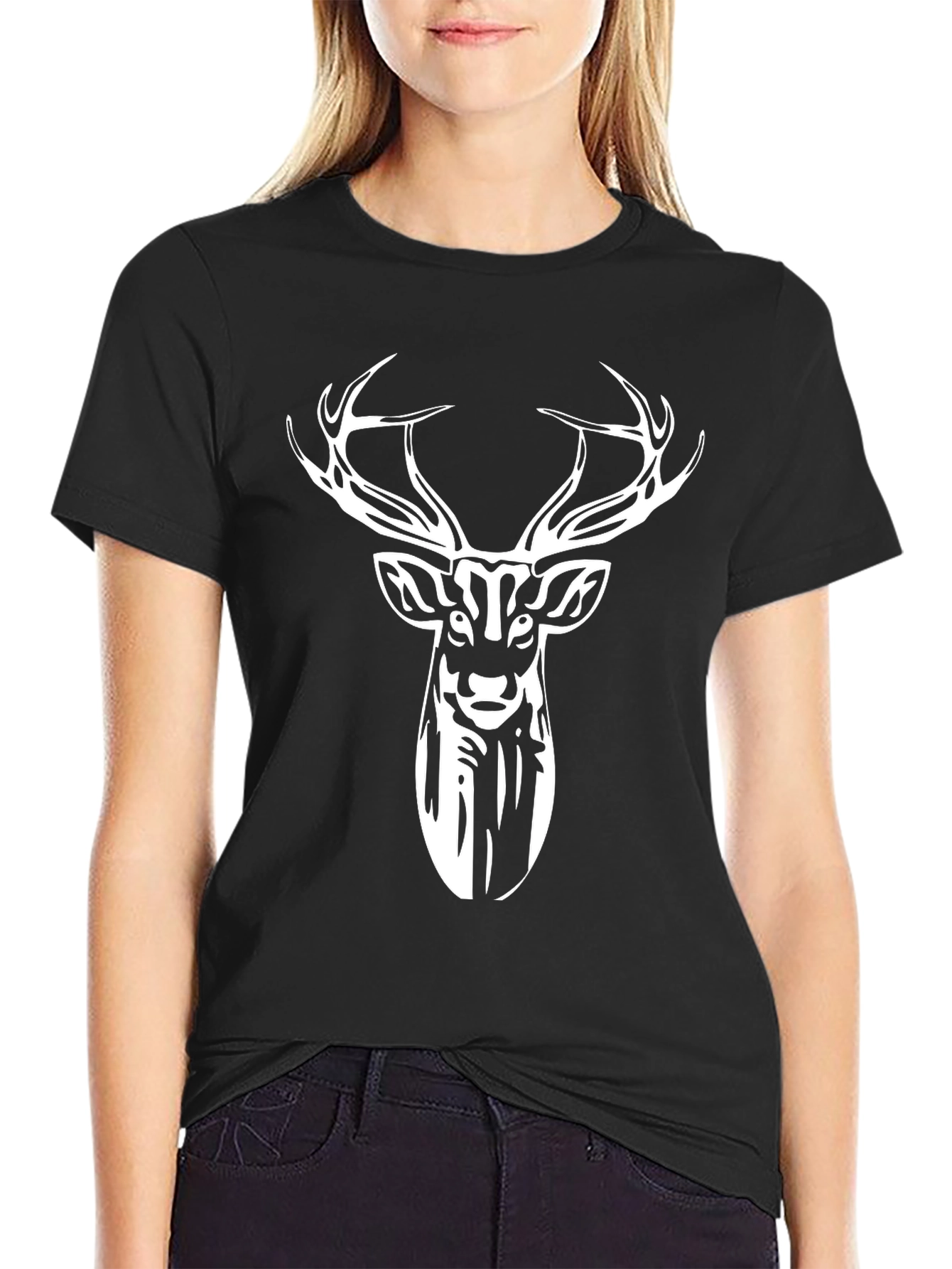 Deer Head Graphic Tee - Mens Black T-Shirt