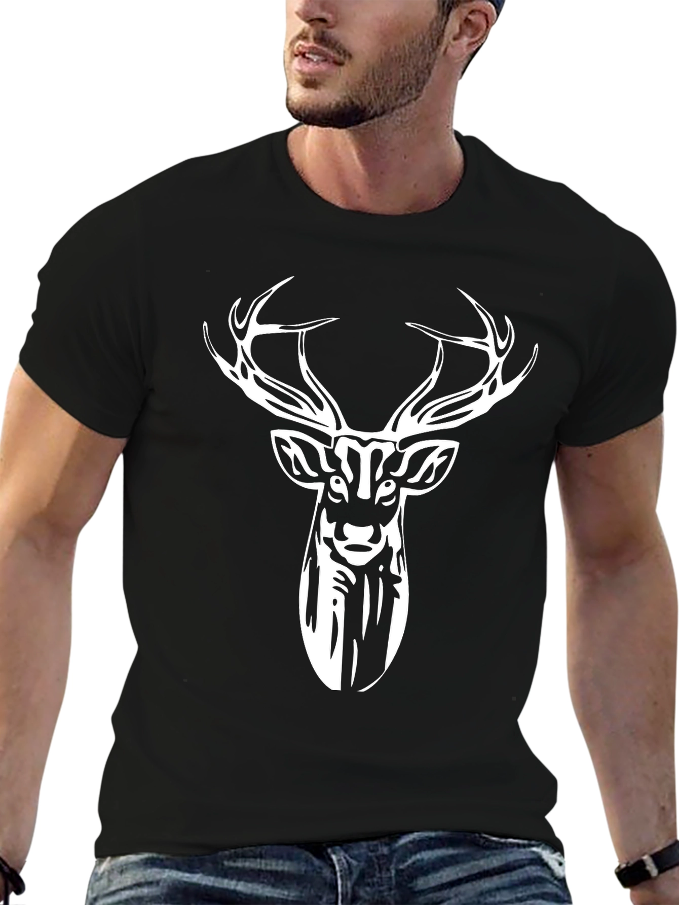 Deer Head Graphic Tee - Mens Black T-Shirt