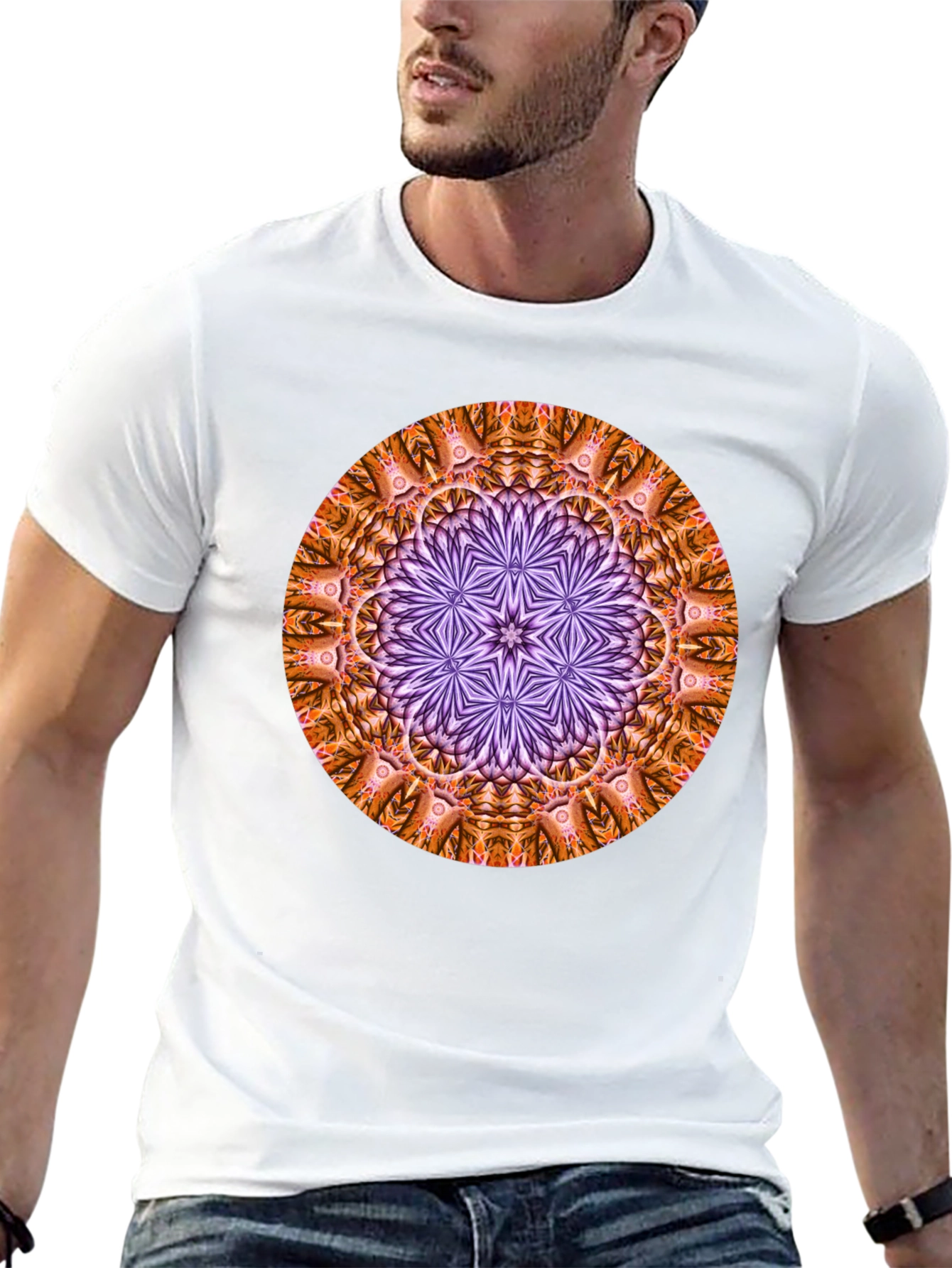 Geometric Mandala T-Shirt - Black