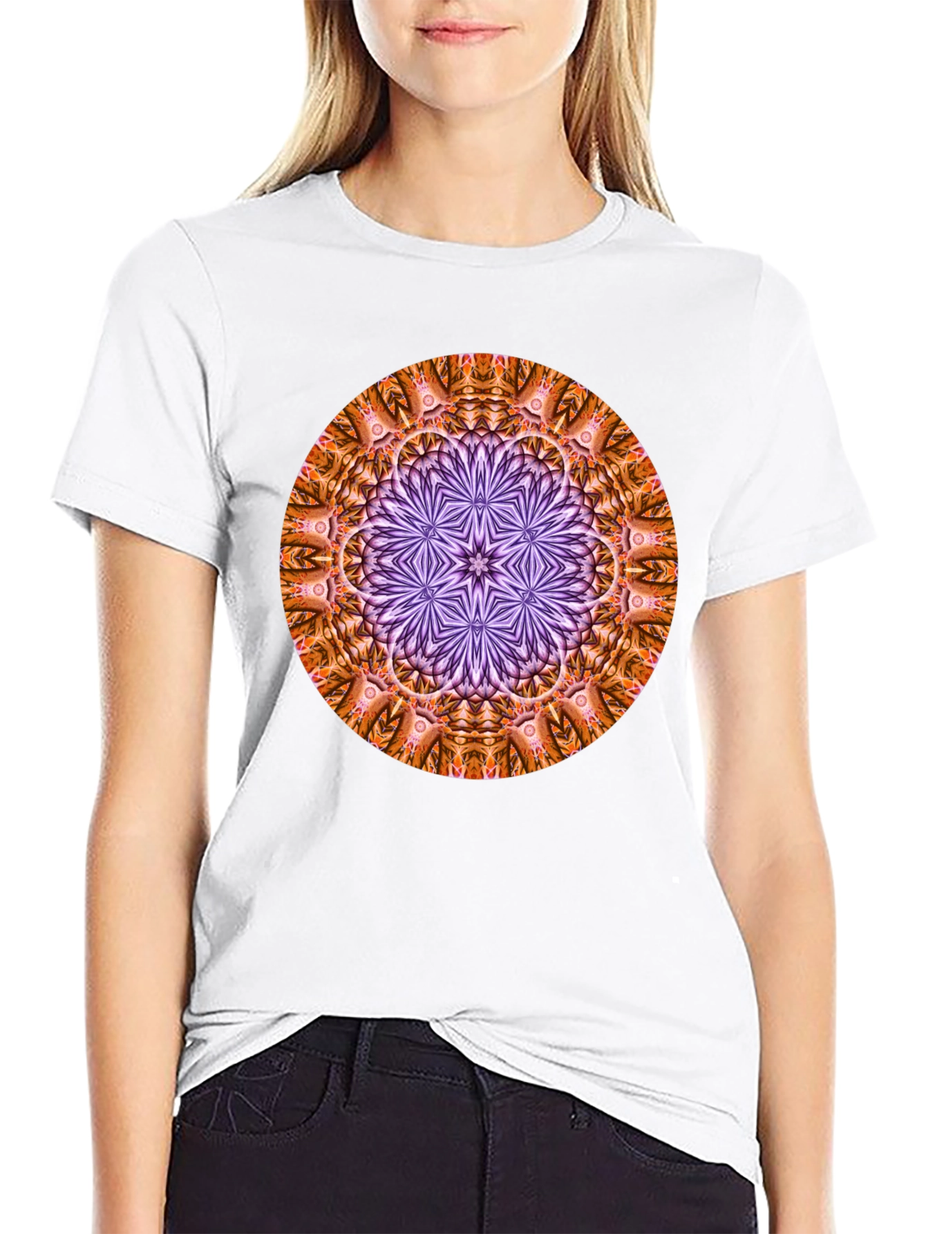 Geometric Mandala T-Shirt - Black