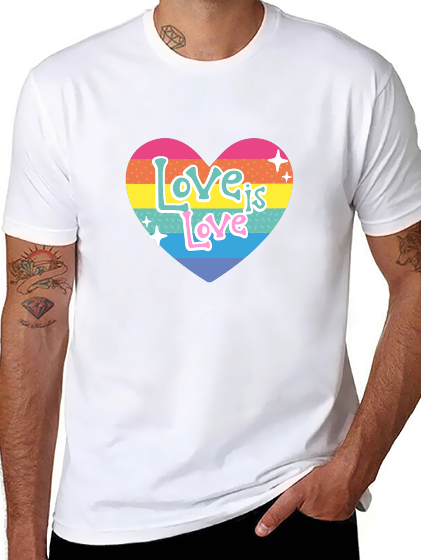 Love is Love Rainbow Heart Graphic Tee - Black