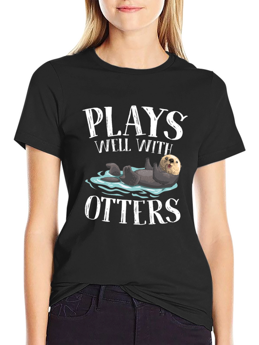 Plays Well With Otters Graphic Tee - Black T-Shirt