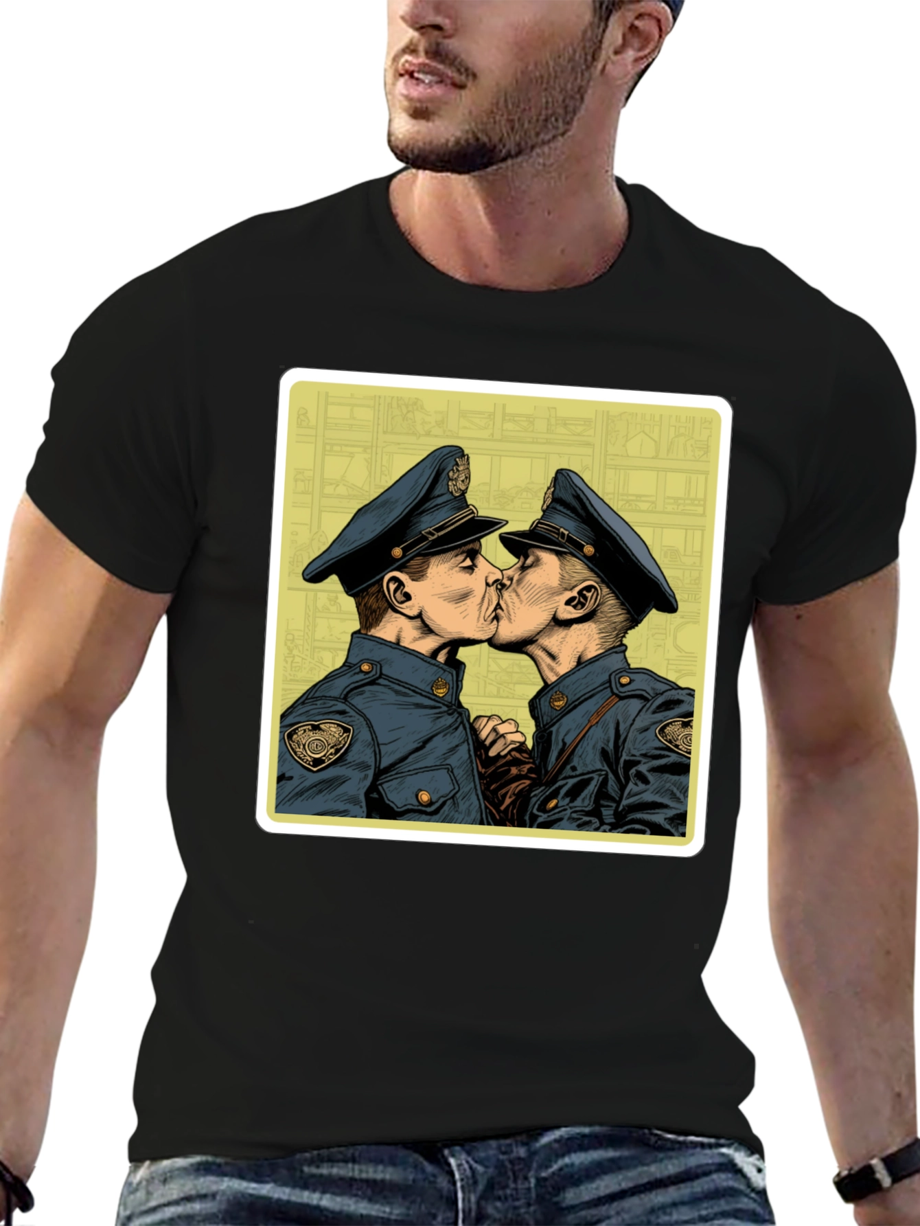 Graphic Tee - Two Kissing Policemen