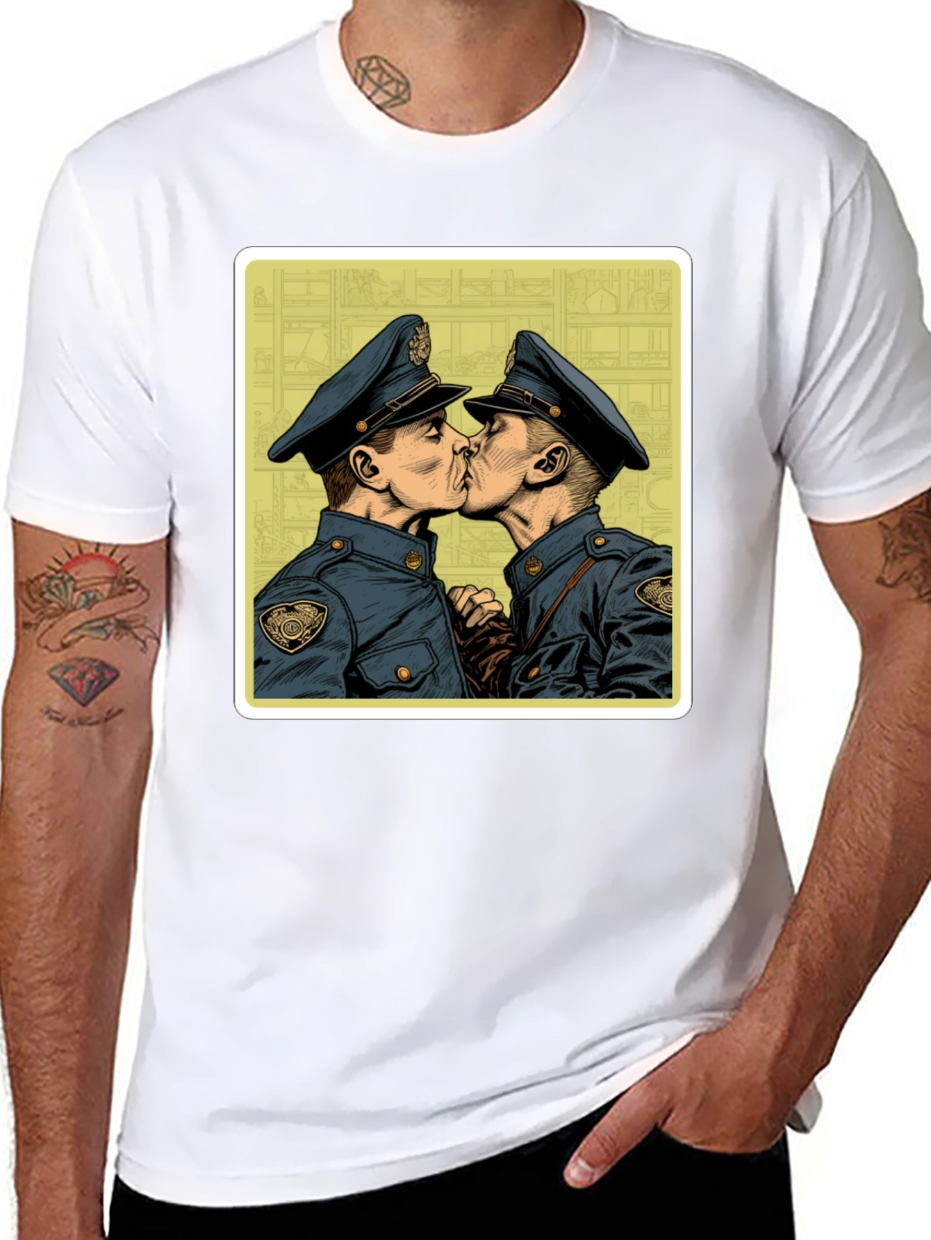 Graphic Tee - Two Kissing Policemen