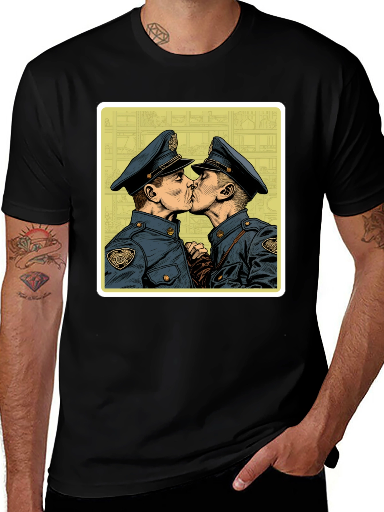 Graphic Tee - Two Kissing Policemen