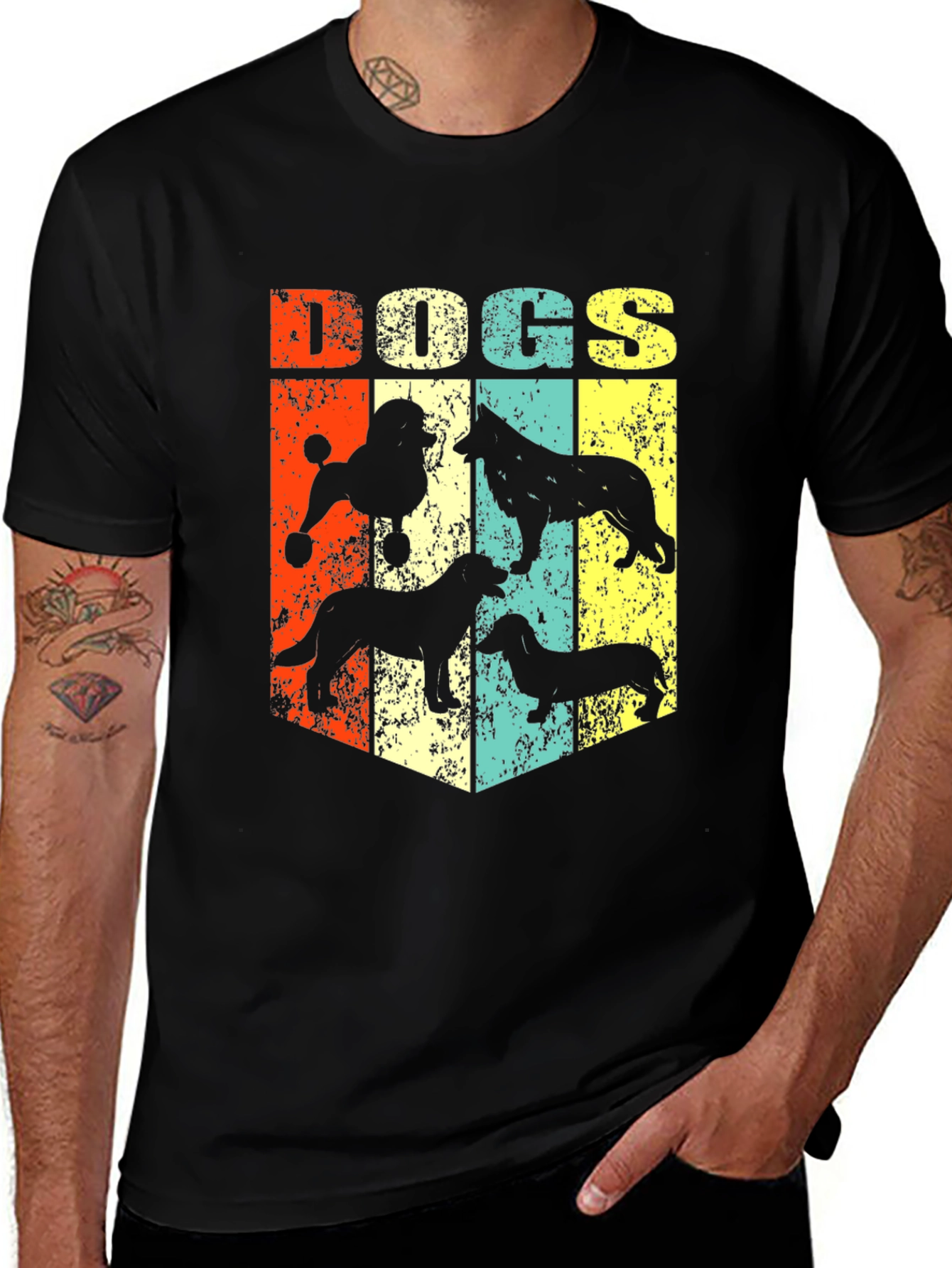 Retro Dog Breed Silhouette Graphic T-Shirt