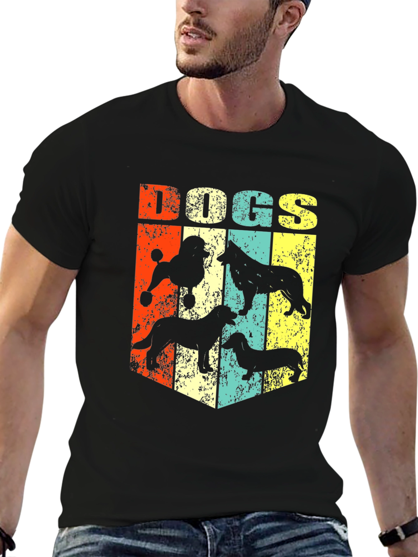 Retro Dog Breed Silhouette Graphic T-Shirt