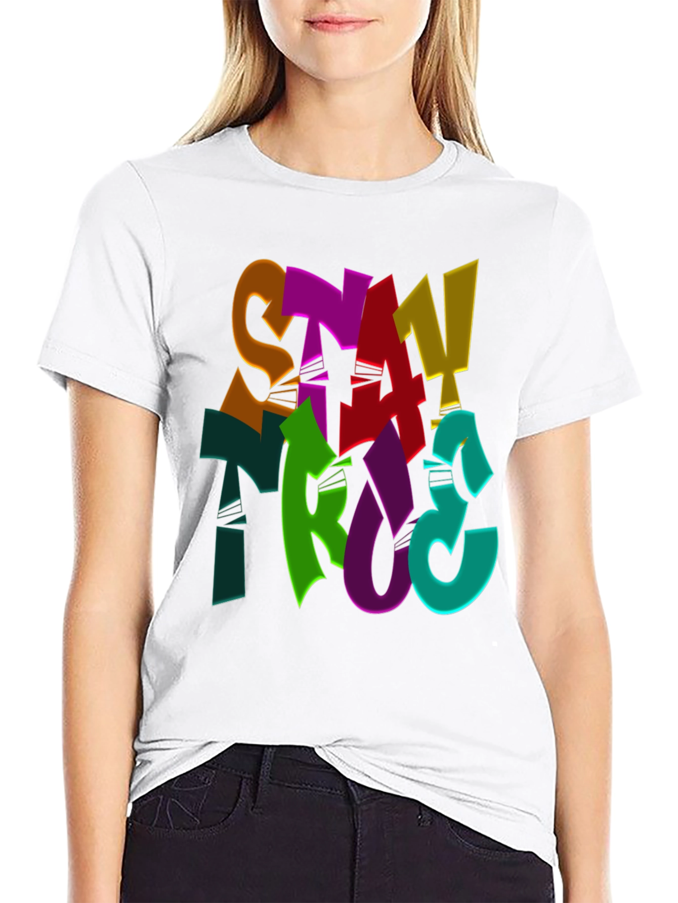 Stay True Graphic Print Black T-Shirt