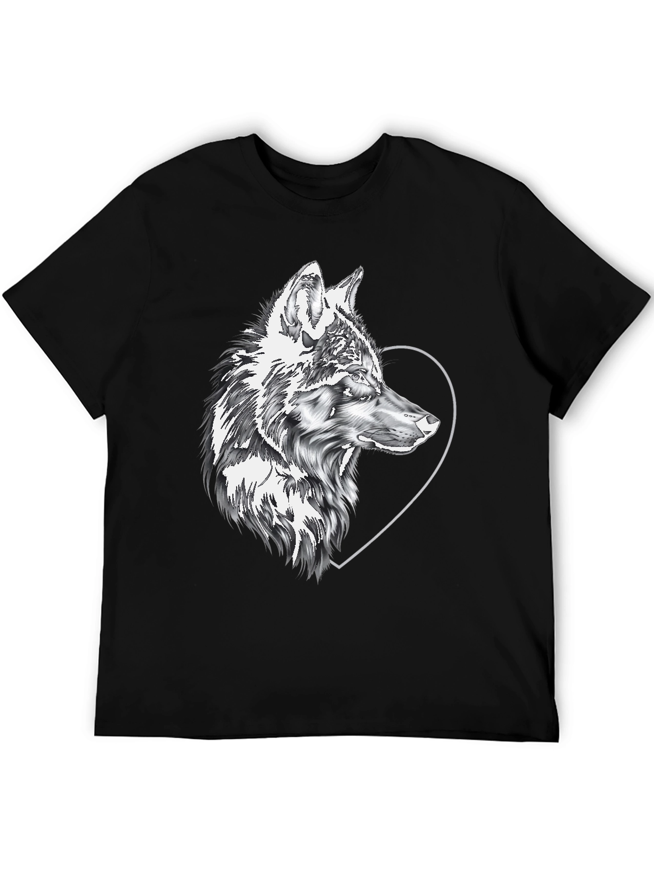 Wolf & Heart Graphic Black Tee