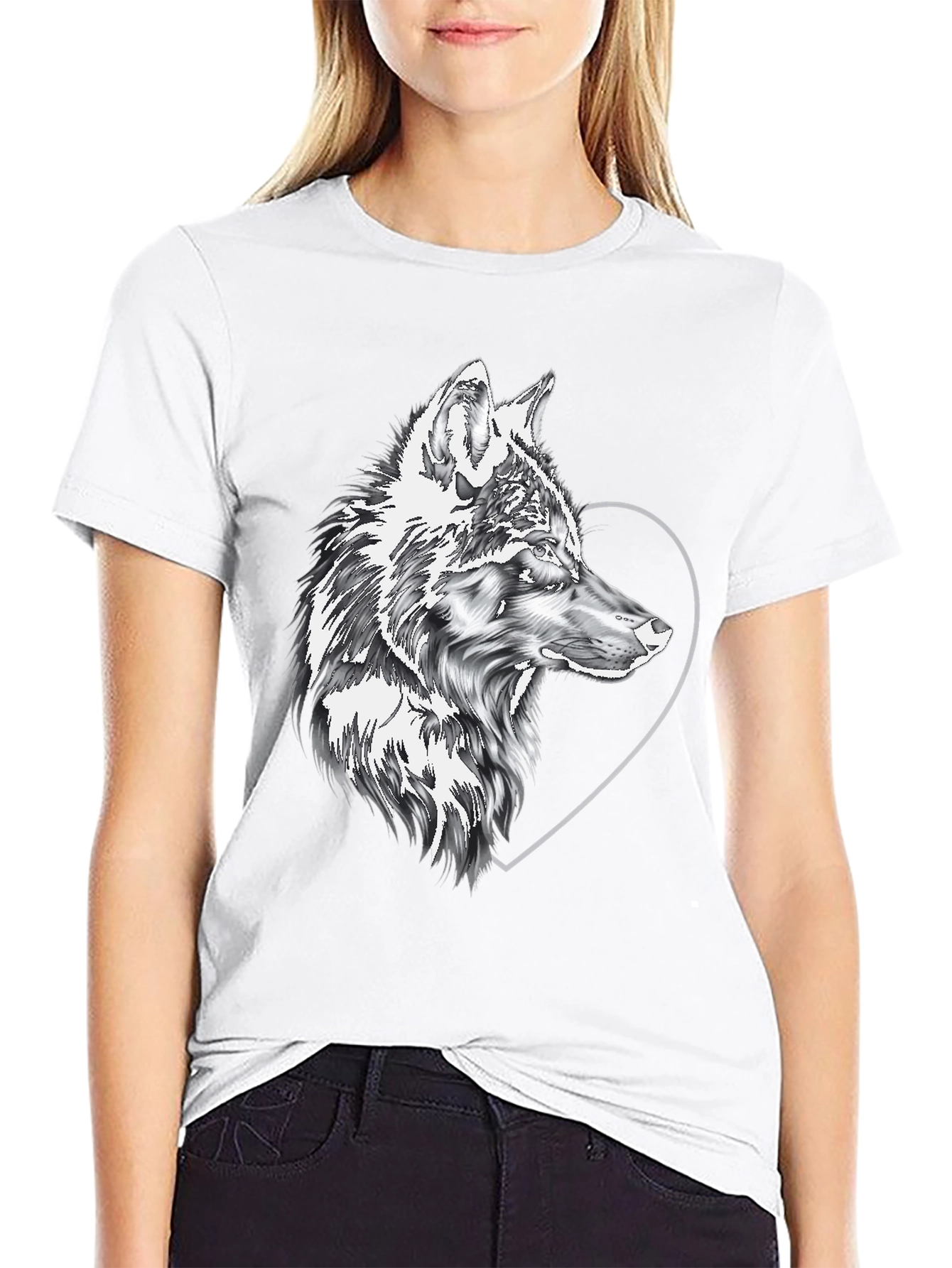 Wolf & Heart Graphic Black Tee