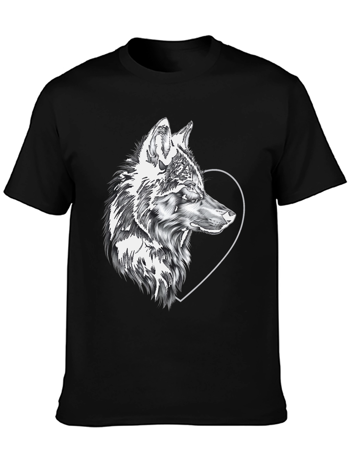 Wolf & Heart Graphic Black Tee