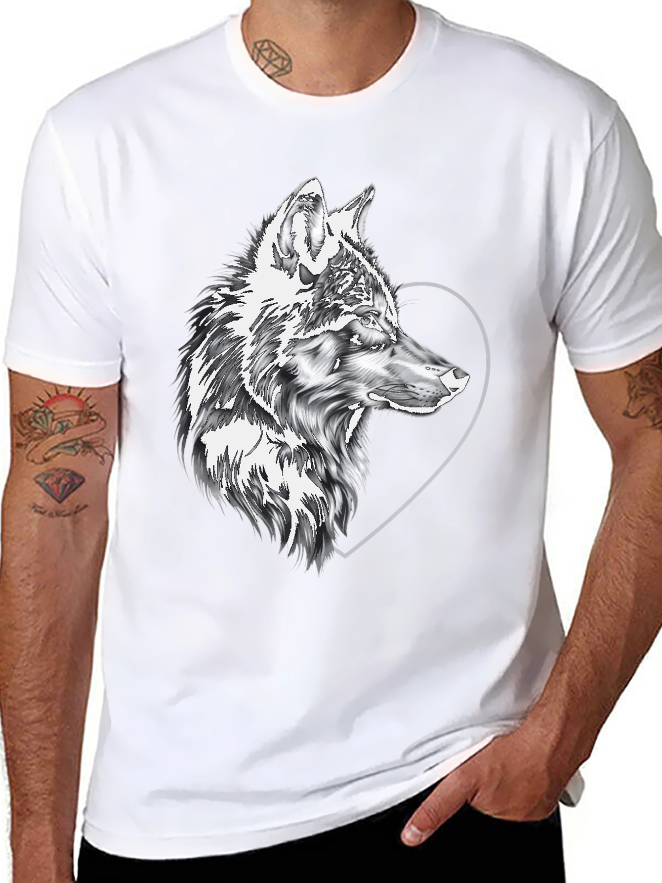 Wolf & Heart Graphic Black Tee