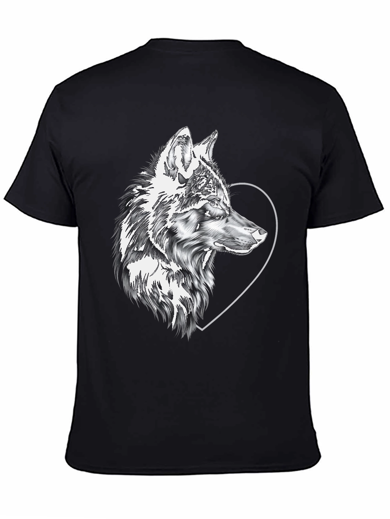 Wolf & Heart Graphic Black Tee