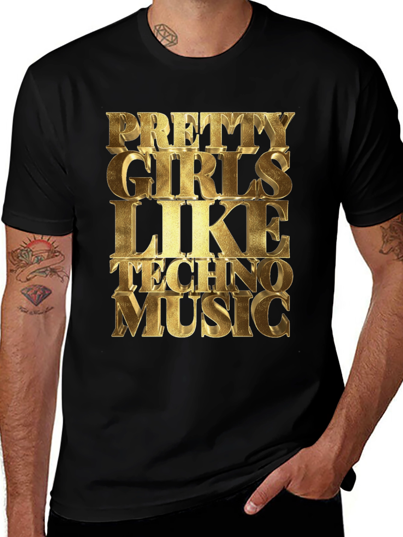 Pretty Girls Love Techno Music Graphic Tee