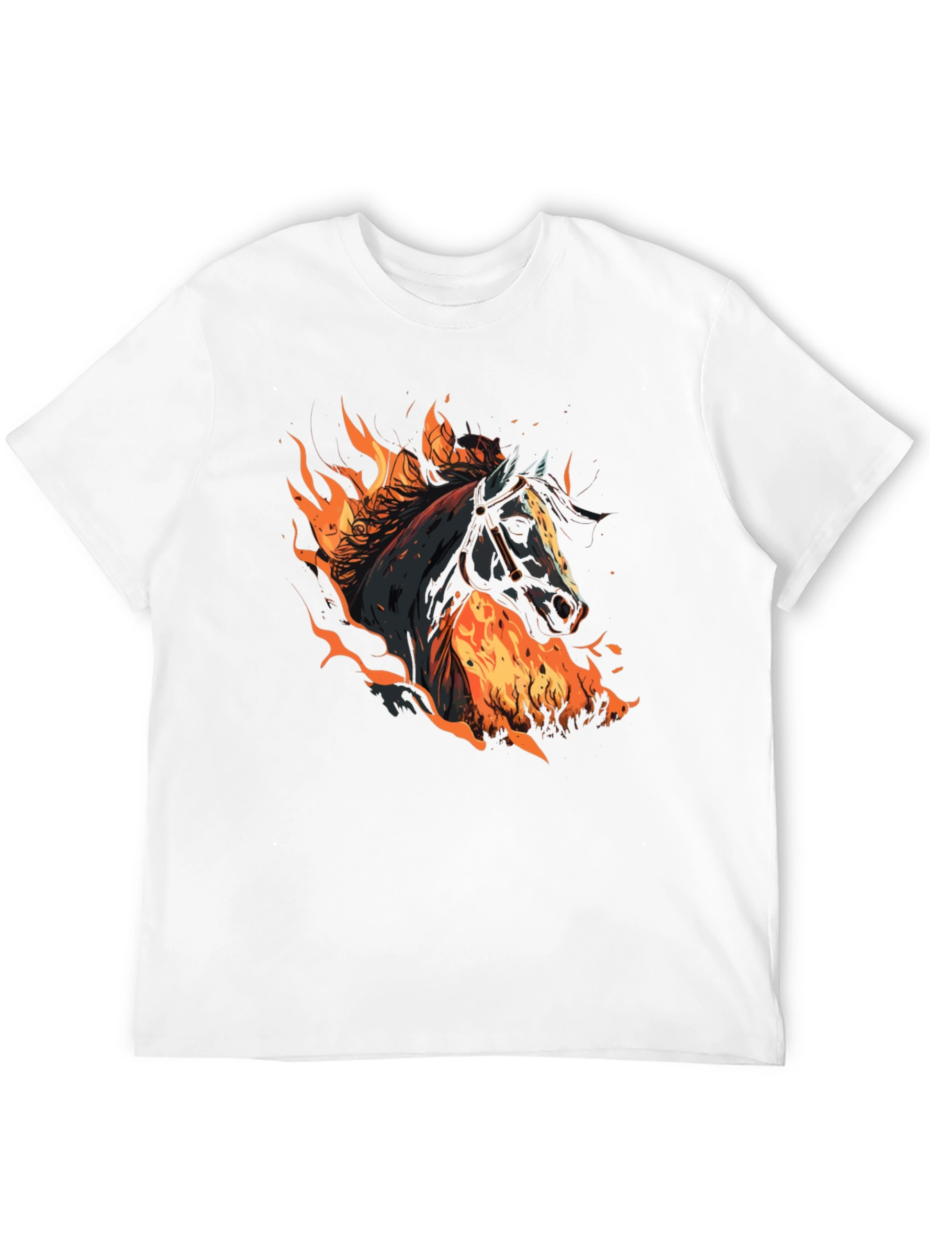 Fiery Horse Graphic Tee - Black Cotton T-Shirt