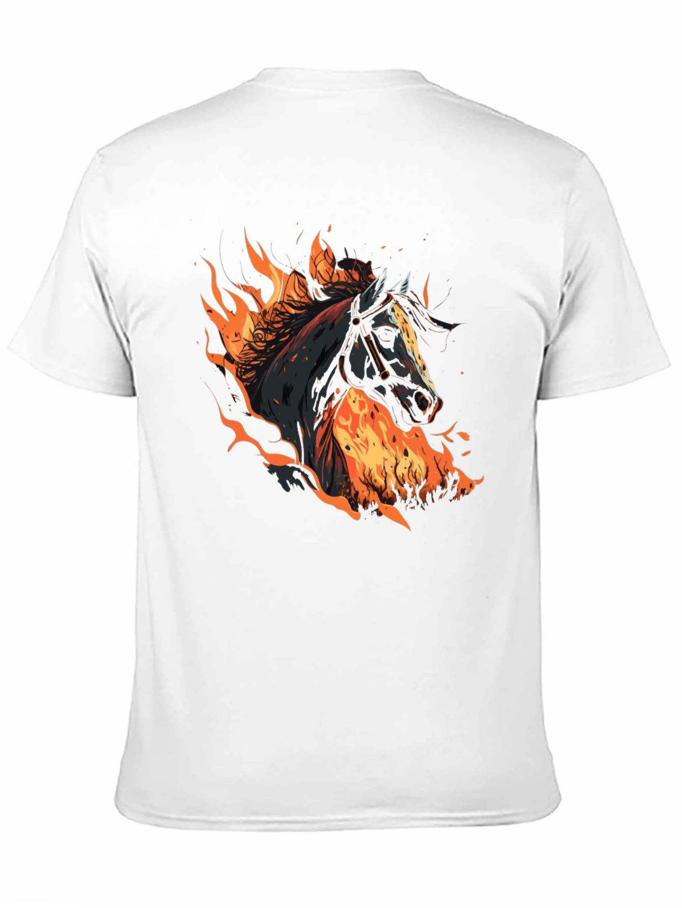 Fiery Horse Graphic Tee - Black Cotton T-Shirt