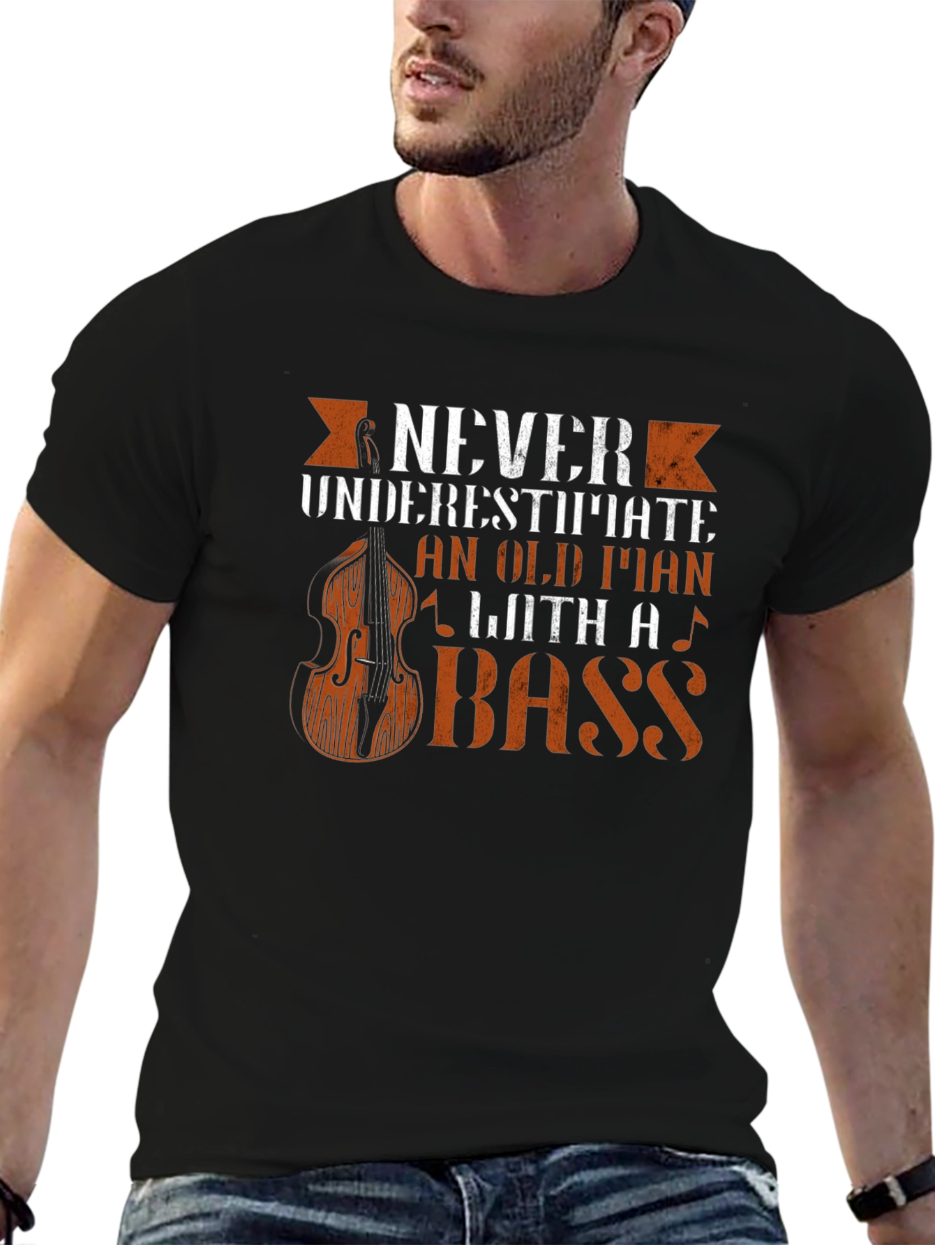 Never Underestimate Old Man Bass Guitar T-Shirt