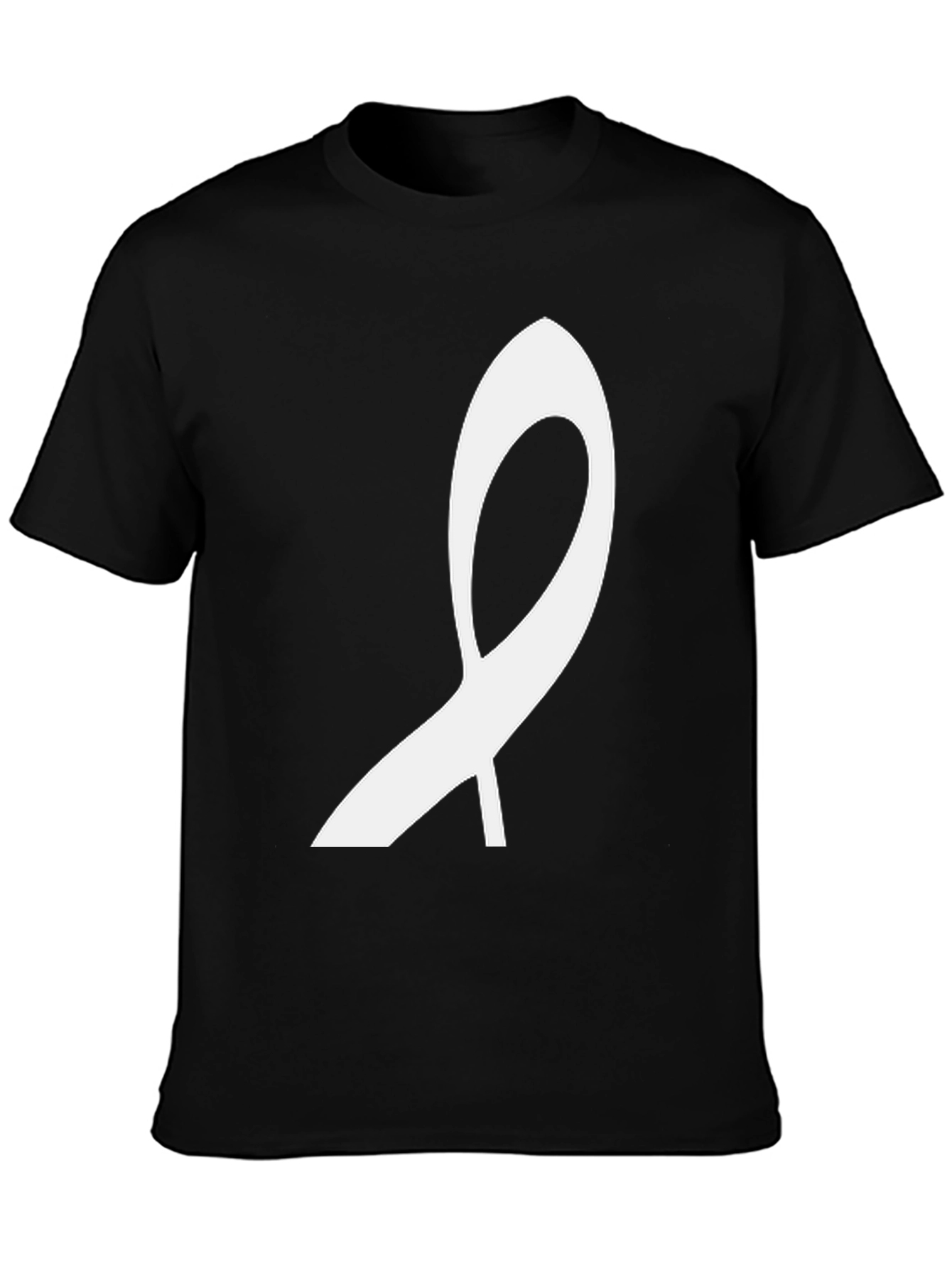Modern White Ribbon Graphic Black T-Shirt