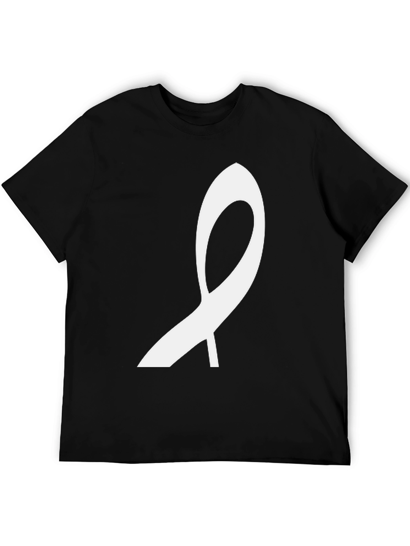 Modern White Ribbon Graphic Black T-Shirt