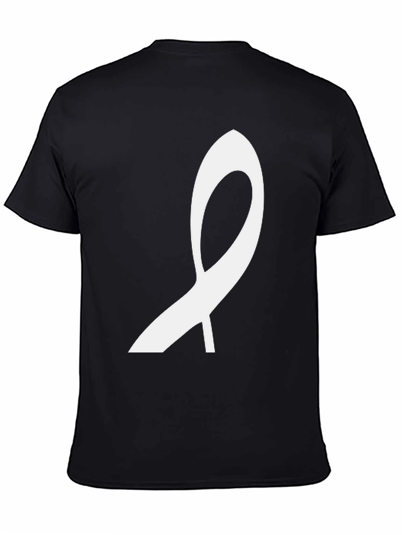 Modern White Ribbon Graphic Black T-Shirt