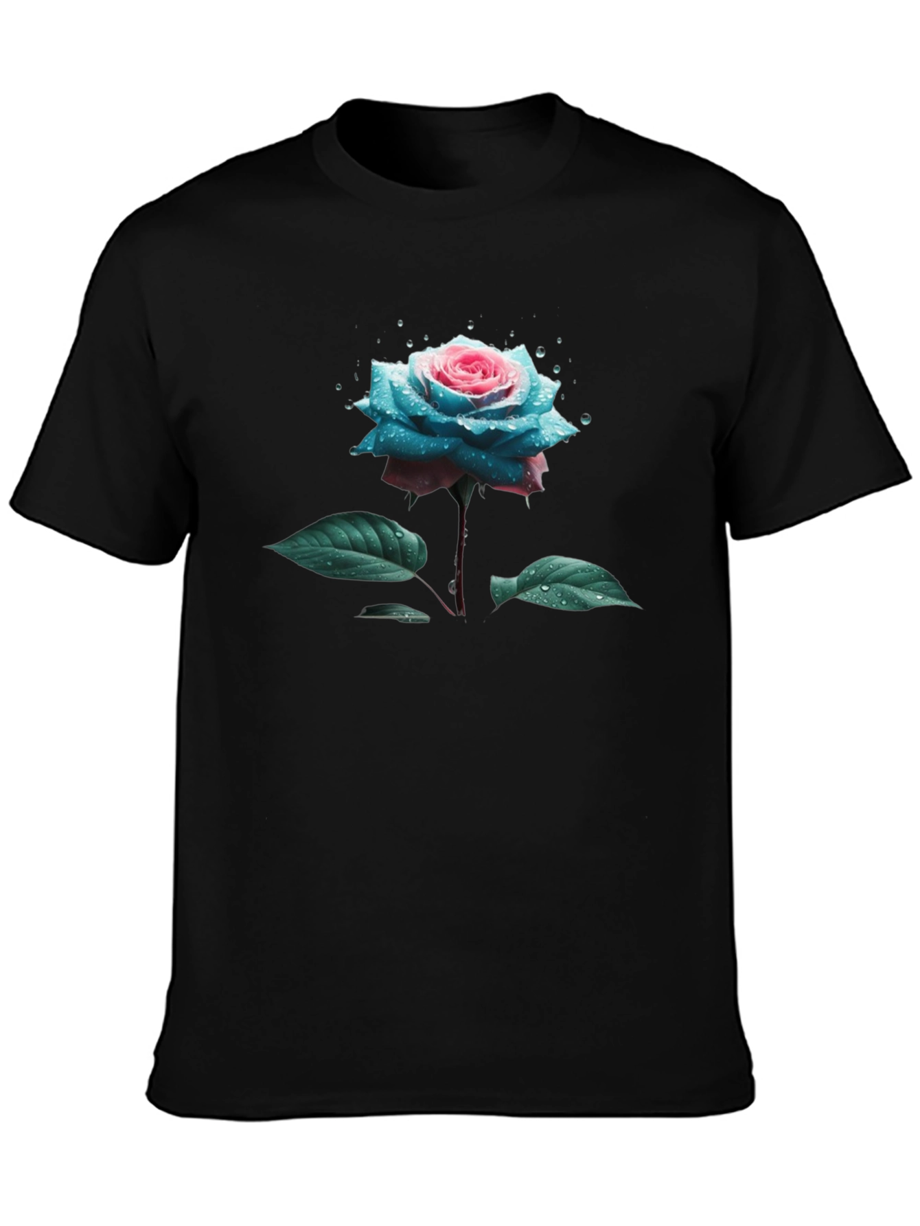 Floral Rose T-Shirt - Black