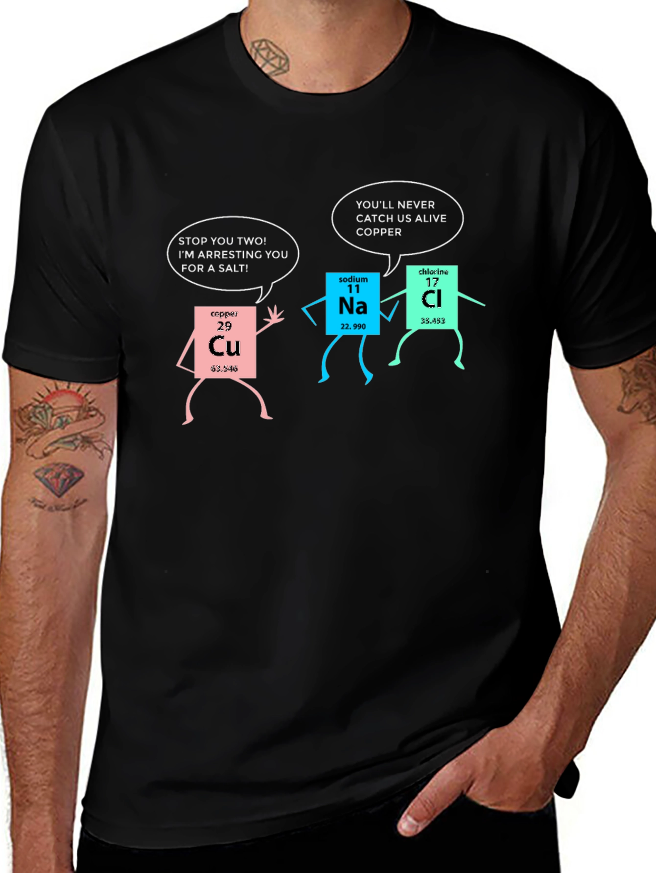 Funny Chemistry T-Shirt: Arresting Elements Design
