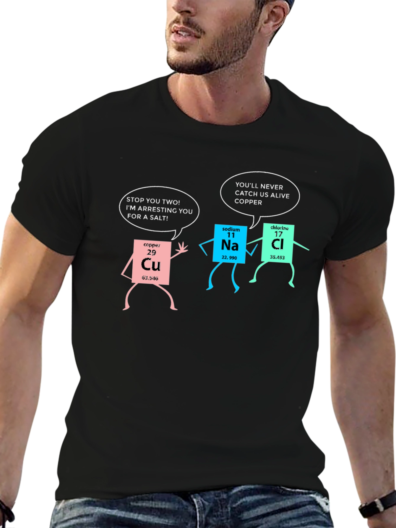 Funny Chemistry T-Shirt: Arresting Elements Design