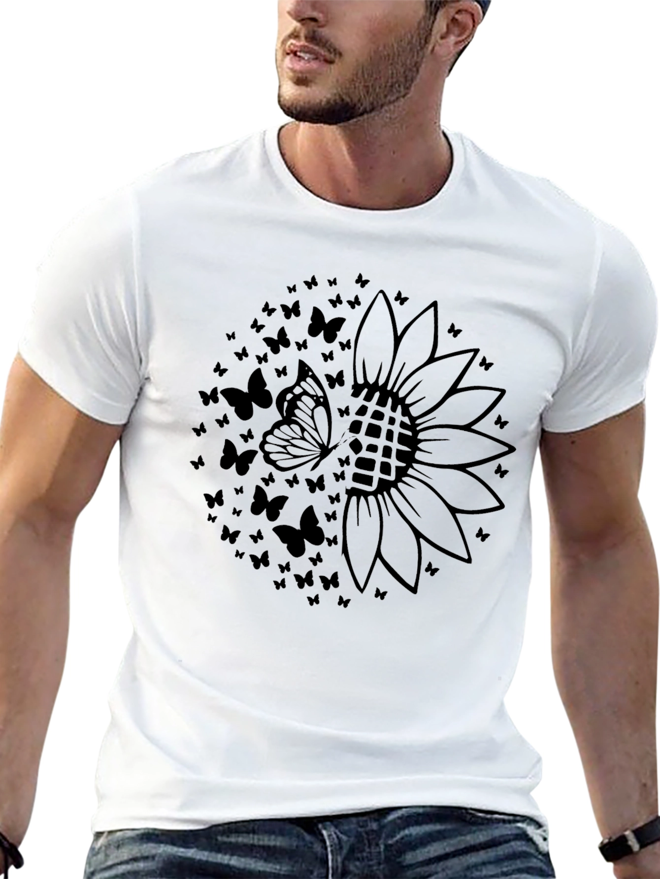 Sunflower Butterfly Graphic Tee - Black