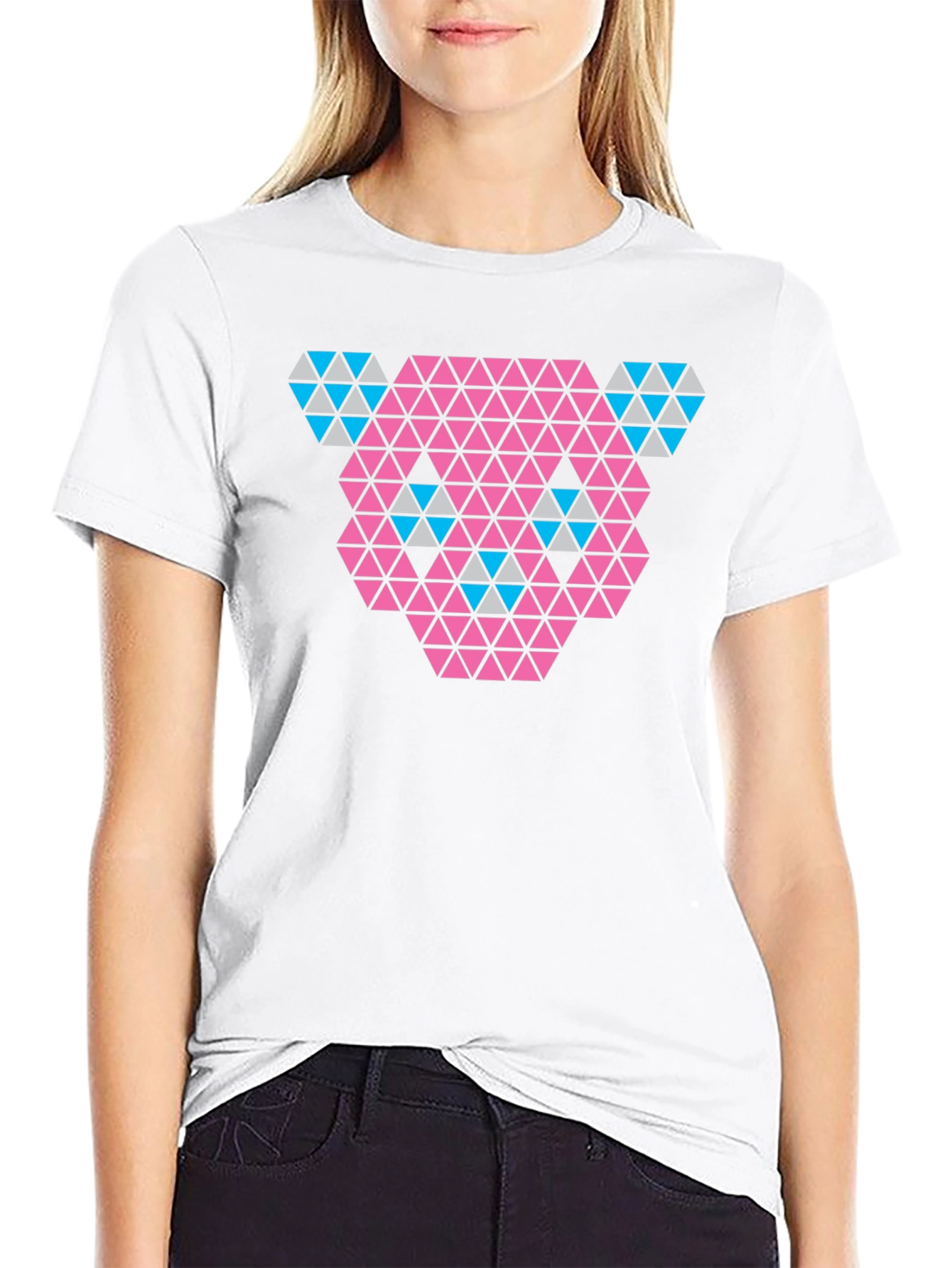 Pixelated Bear T-Shirt - Geometric Design