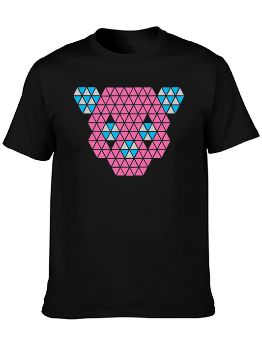 Pixelated Bear T-Shirt - Geometric Design