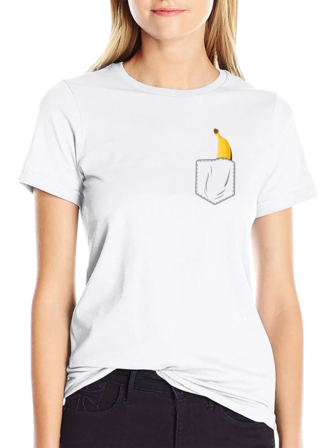 Banana Pocket Graphic Tee - Casual Black T-Shirt