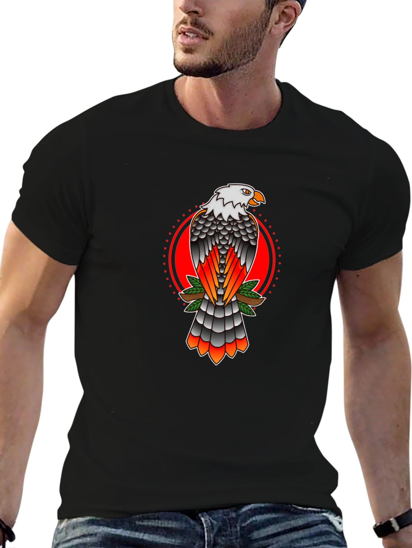 Eagle Graphic Print Crew Neck T-Shirt