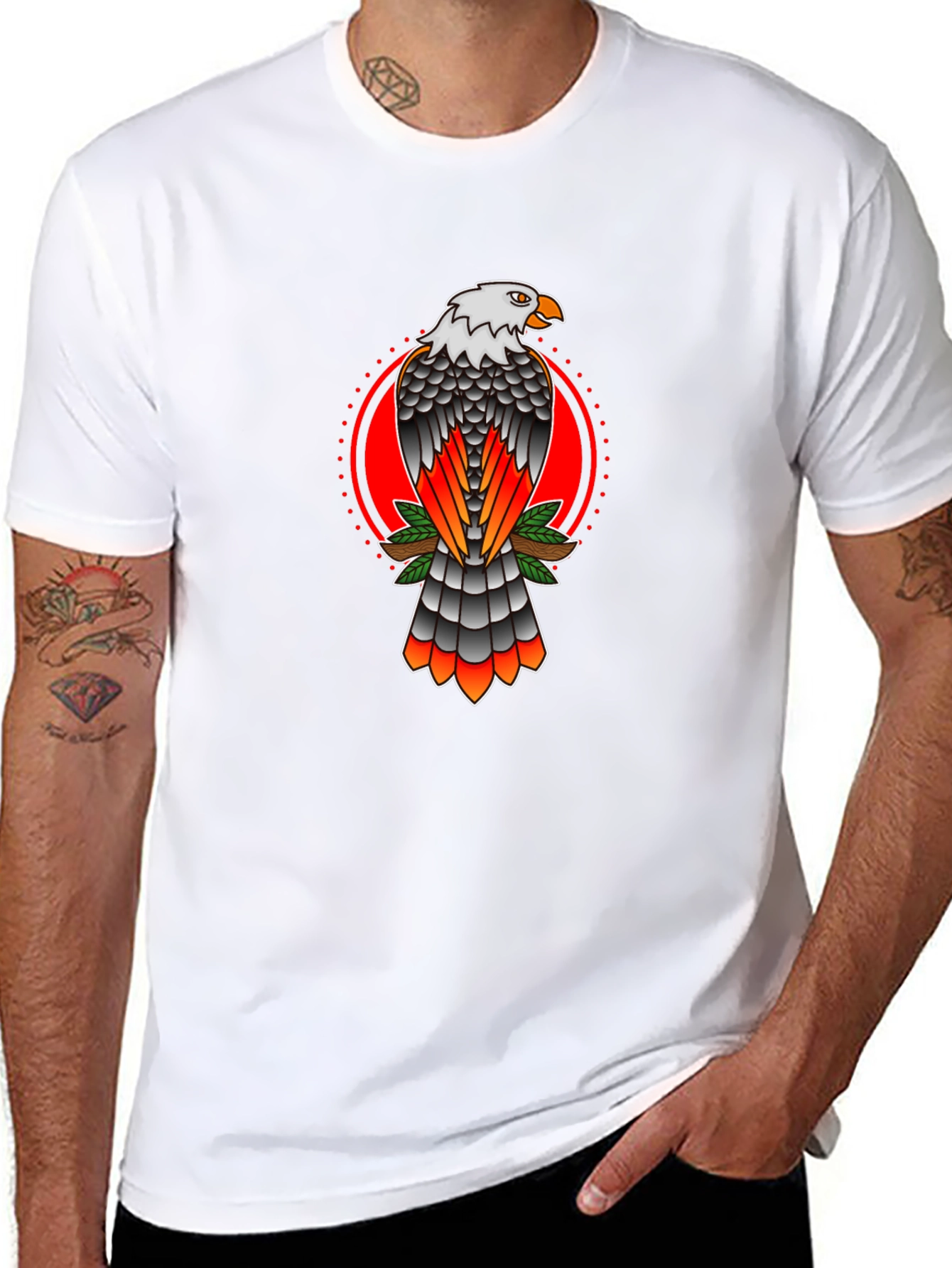 Eagle Graphic Print Crew Neck T-Shirt