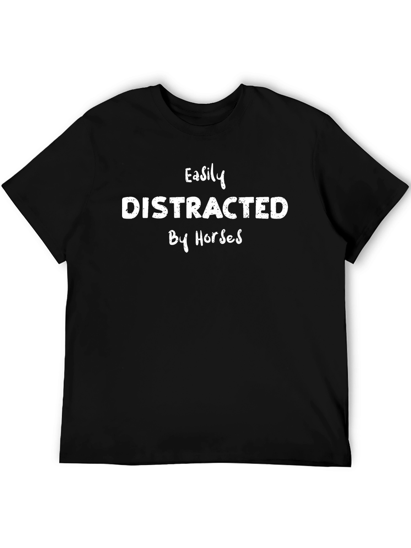 Easily Distracted By Horses Black T-Shirt