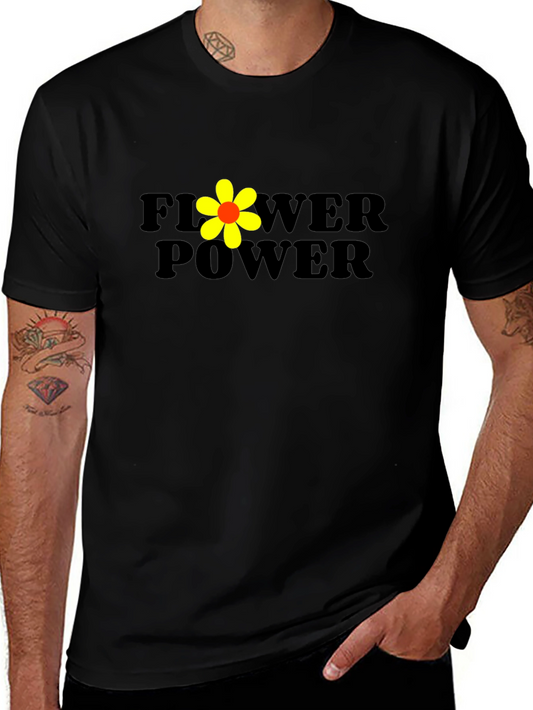 Flower Power Black Graphic T-Shirt