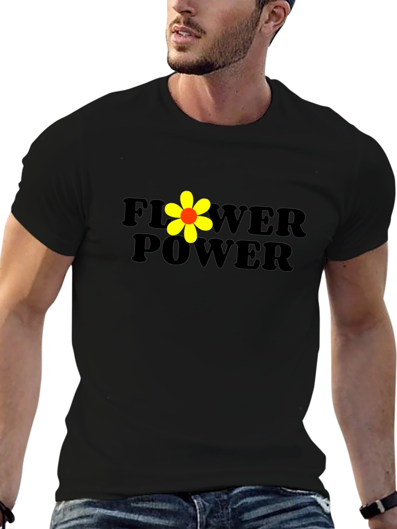 Flower Power Black Graphic T-Shirt