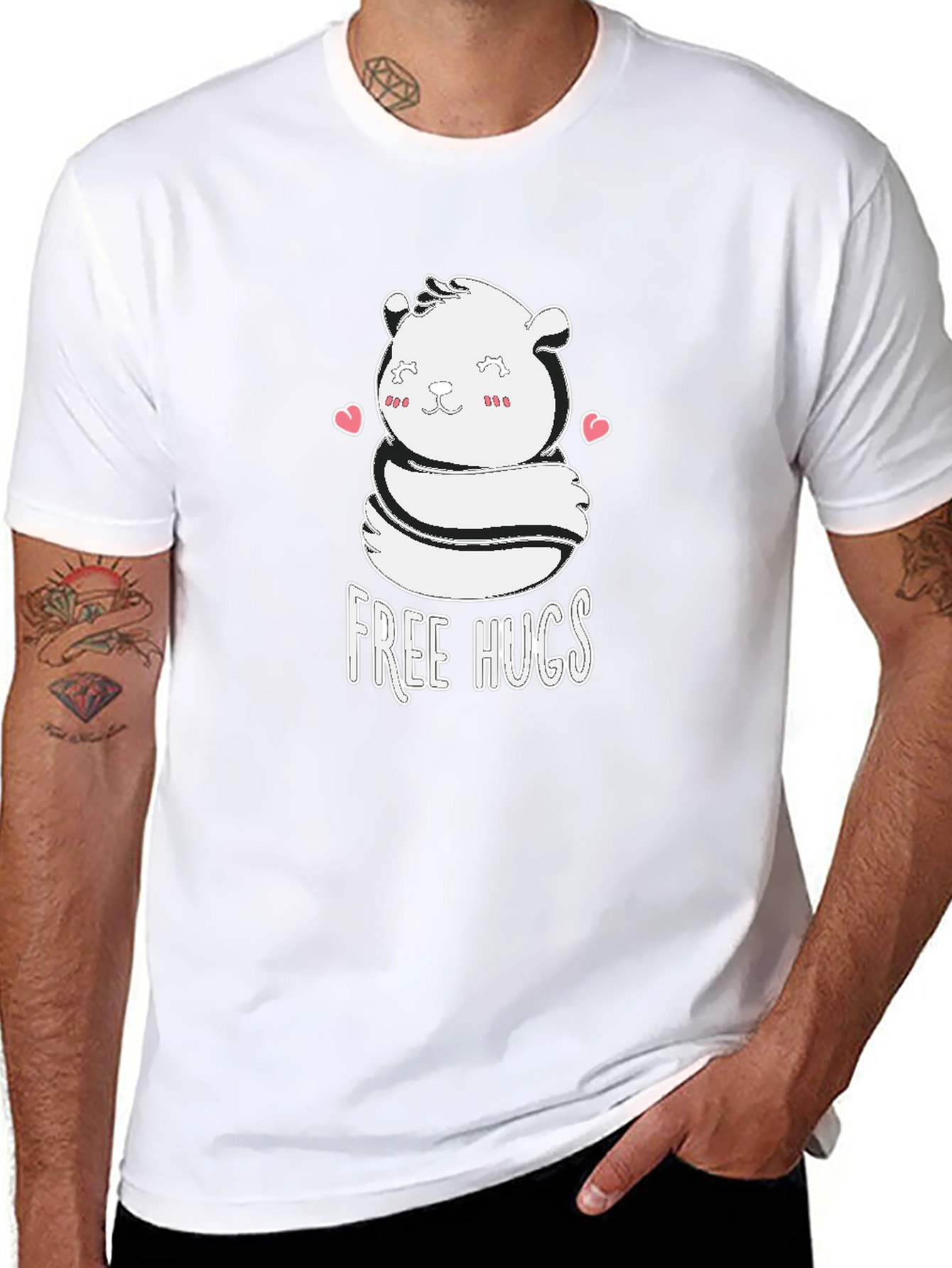 Cute Free Hugs Bear Graphic T-Shirt