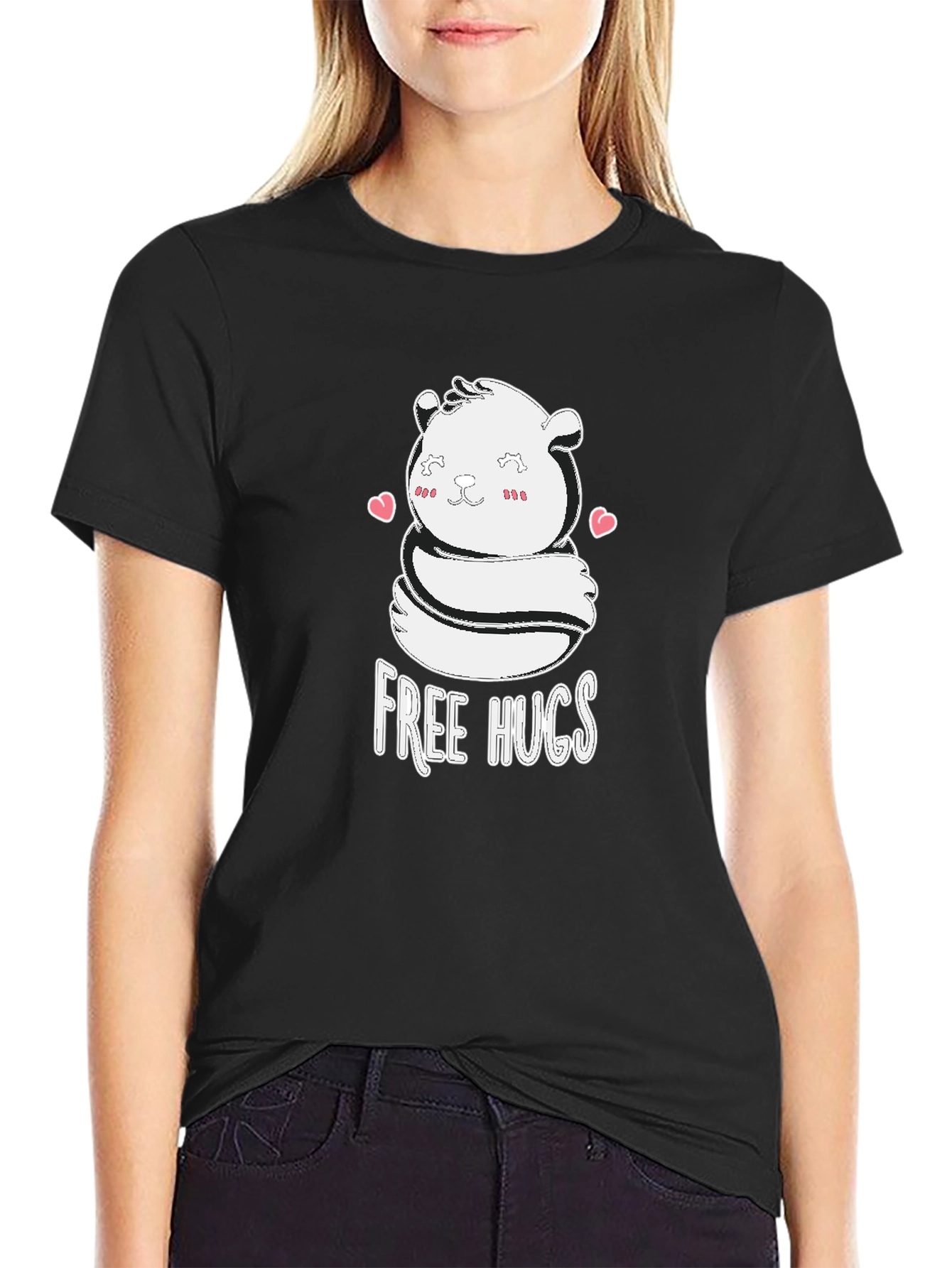 Cute Free Hugs Bear Graphic T-Shirt