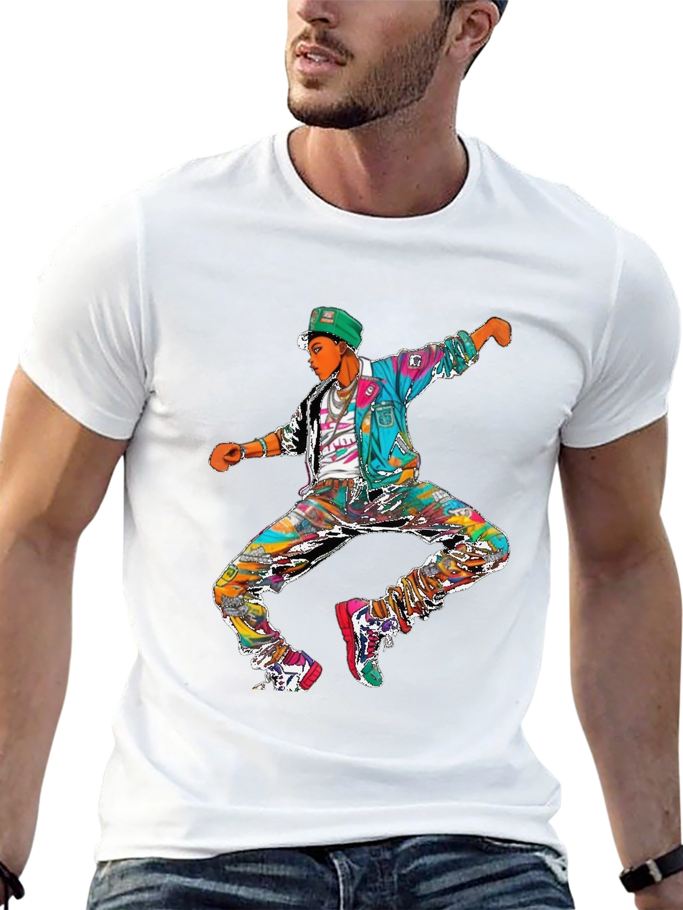 Retro 90s Dancer Graphic Tee - Black Cotton T-Shirt