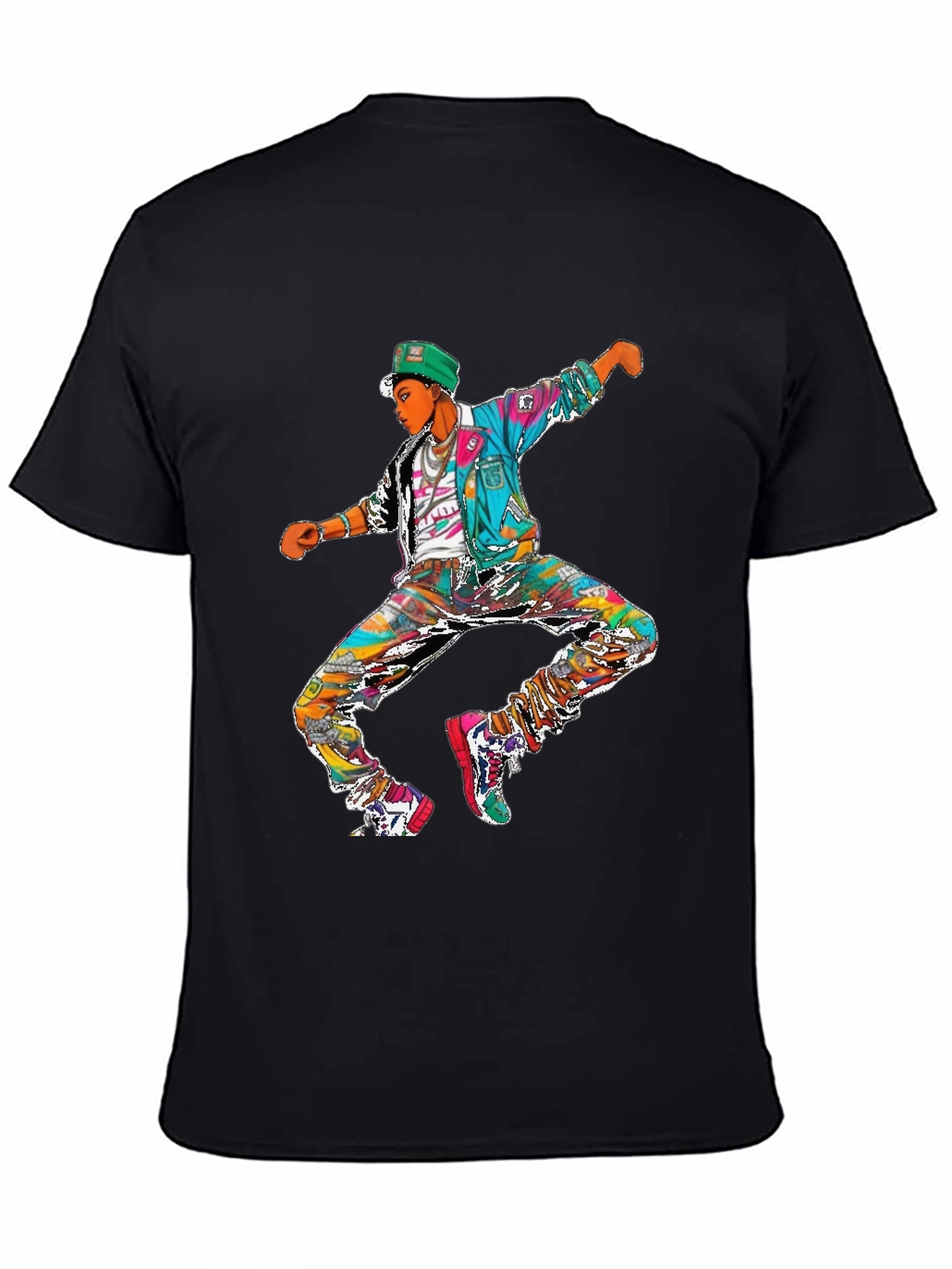 Retro 90s Dancer Graphic Tee - Black Cotton T-Shirt