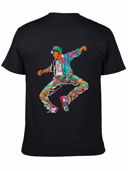 Retro 90s Dancer Graphic Tee - Black Cotton T-Shirt