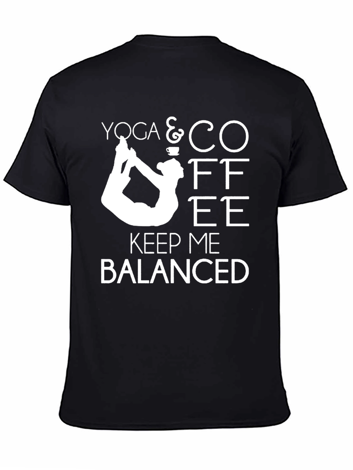 Yoga & Coffee Balanced Mens Black T-Shirt